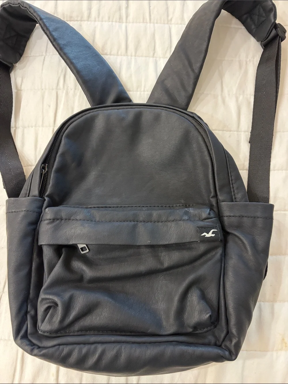 Abercrombie & Fitch Black Faux Leather Mini Backpack